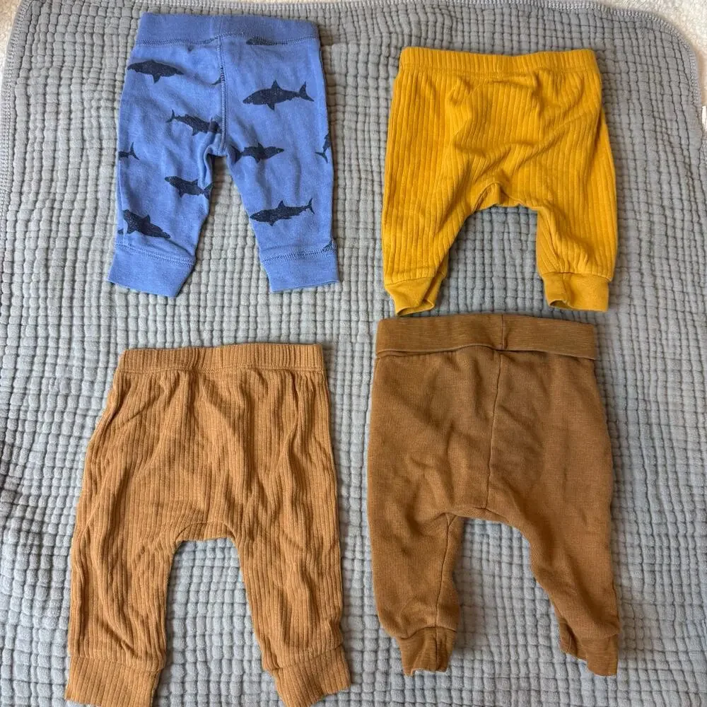 Lot 4 Pairs Baby Pants Leggings Boys 0-3 Months H&M 2-4 Months Mustard Brown